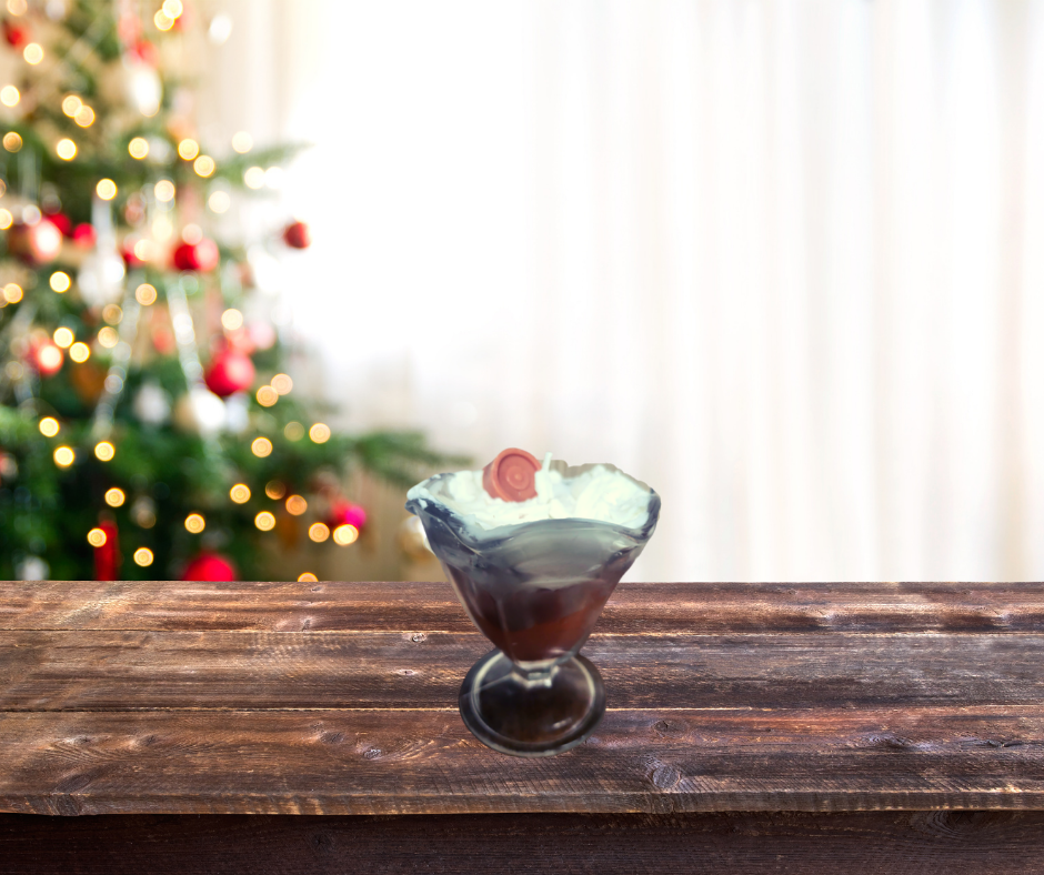 Bougie chocolat à la menthe(petit format)décoration cassé